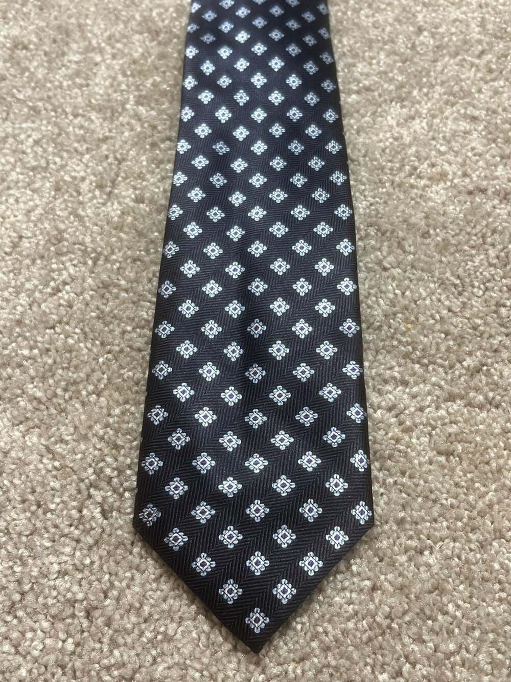Lord & Taylor Boys Navy Blue Patterned Silk Tie